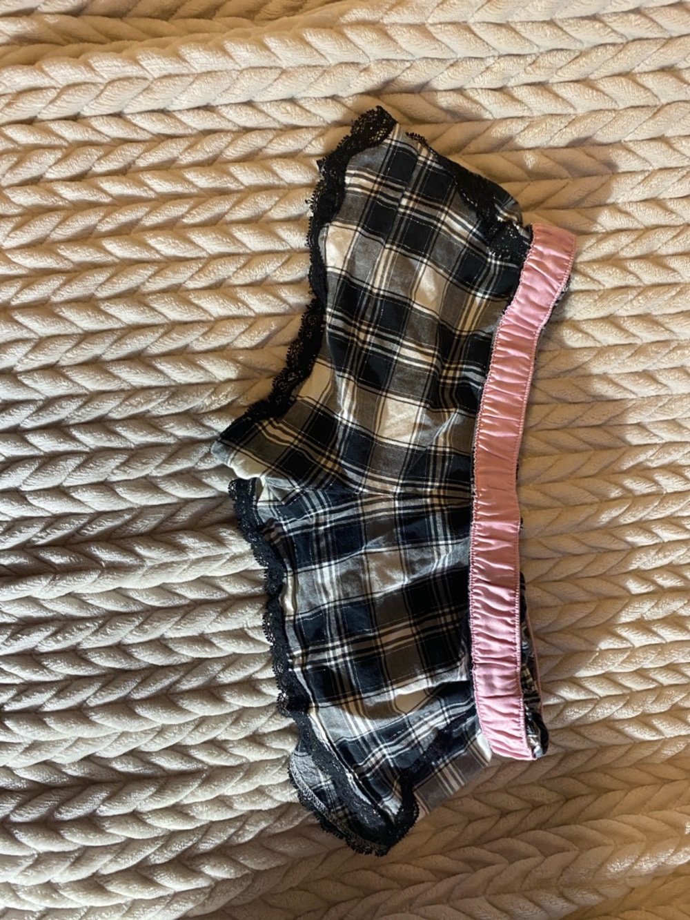 Victoria's Secret Black, Gray & Pink Plaid Boyshorts